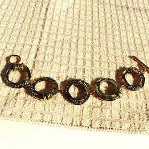 Robert Lee Morris Soho Signed Mother of Pearl Silver Plated Bracelet